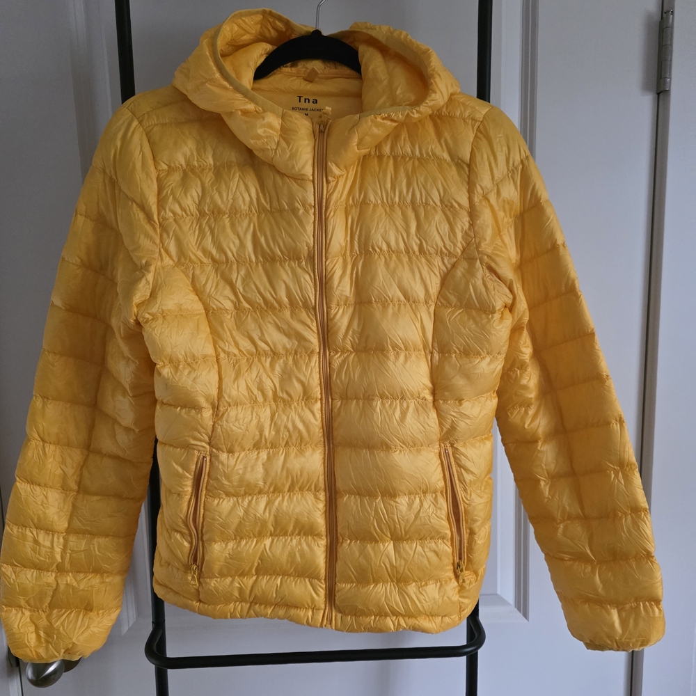 TNA Yellow Botanie Puffer Jacket with Hood